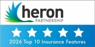 Heron top 10 insurance features 2026 logo