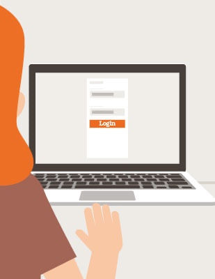 An illustration of someone logging in.