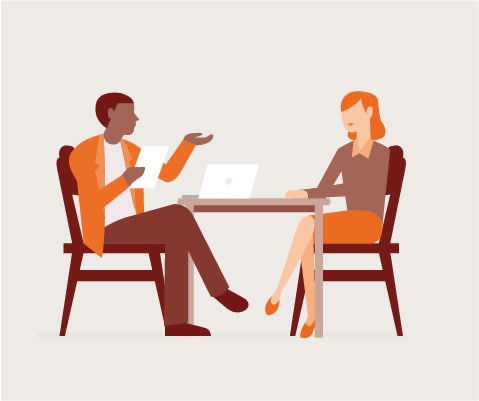 two-people-talking-illustration An illustration of two people talking.
