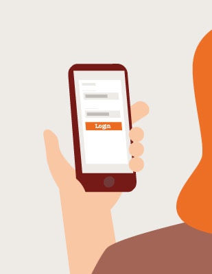 An illustration of logging into the app.